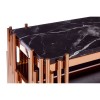 Alvaro Rose Gold Metal and Black Marble Top Glass Shelf Console Table
