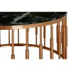 Alvaro Rose Gold Metal and Black Marble Top Round Coffee Table