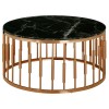 Alvaro Rose Gold Metal and Black Marble Top Round Coffee Table