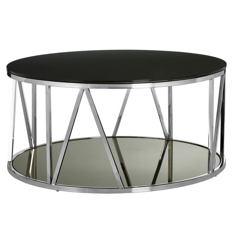 Alvaro Round Chrome Finish Metal And Black Glass Coffee Table Fusion Furniture Alvaro Round Chrome Finish Metal And, Glass Round Side Table Uk
