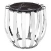 Alvaro Silver Finish Metal and Black Marble Side Table