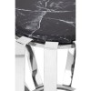 Alvaro Silver Finish Metal and Black Marble Side Table