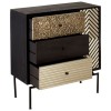 Boho Chic Mango Wood and Metal Furniture 3 Drawer Cabinet