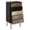Boho Chic Mango Wood and Metal Furniture 5 Drawer Cabinet