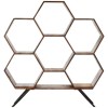 Boho Chic Sheesham Wood and Metal Furniture Hexagonal Bookshelf