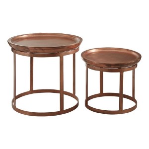 Crest Metal Furniture Set Of 2 Copper Finish Iron Side Tables