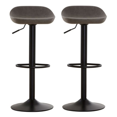 Dalston Vintage Ash Faux Leather and Metal Bar Stool Pair