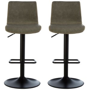 Dalston Vintage Ash Soft Faux Leather Adjustable Bar Stool Pair