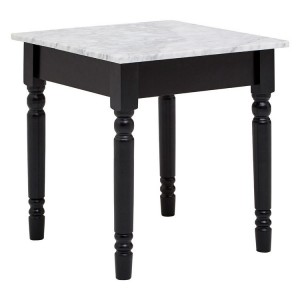 Henley French Style Black Side Table with White Marble Top