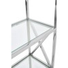 Horizon Silver Finish Metal and Tempered Glass Cross Design Bookshelf