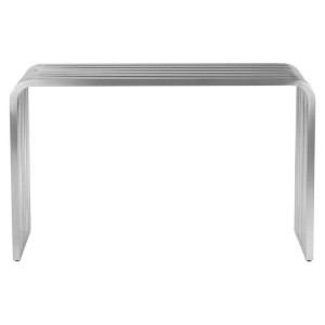 Horizon Silver Finish Stainless Steel Round Edge Console Table