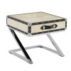 Kensington Townhouse Genuine Leather and Stainless Steel End Table