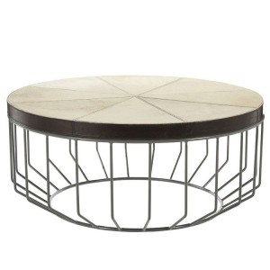 Kensington Townhouse Genuine Leather and Weathered Iron Coffee Table
