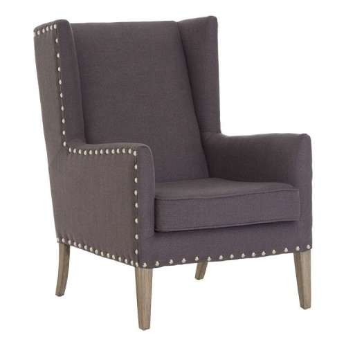 Kensington Townhouse Grey Fabric Wingback Armchair