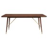 Kenso Walnut Wood Furniture Medium Dining Table with Brass Finish