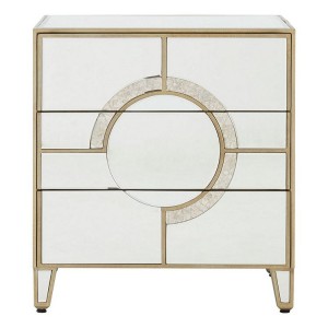 Knightsbridge Mirrored Glass Furniture Art Deco 3 Drawer Bedside Table