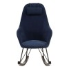 Kolding Blue Fabric and Metal Chair Rocking Chair with Headrest