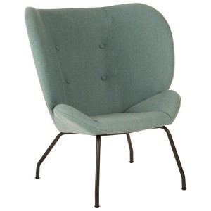 Kolding Green Fabric and Matte Black Metal Wing Back Chair