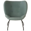 Kolding Green Fabric and Matte Black Metal Wing Back Chair