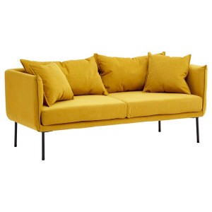 Kolding Yellow Fabric and Black Metal 2 Seater Sofa