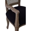 Loire Painted Furniture Black Fabric and Mahogany Wood Armchair