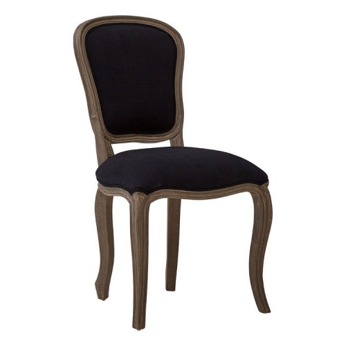 Loire Painted Furniture Black Fabric and Mahogany Wood Dining Chair