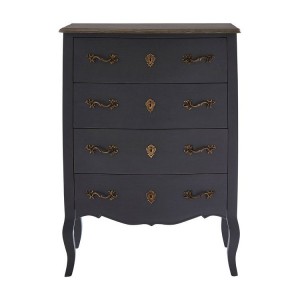 Loire Painted Furniture Dark Grey Chest with 4 Drawers