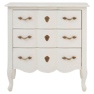 Loire Painted Furniture White Chest with 3 Drawers