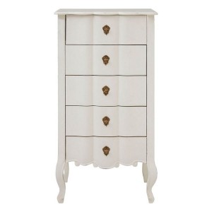 Loire Painted Furniture White Chest with 5 Drawers