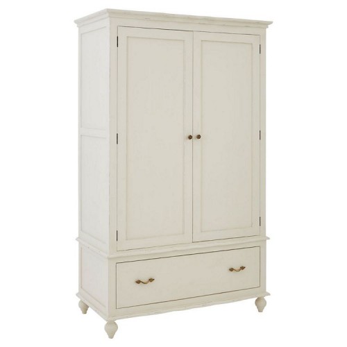 Loire Painted Furniture White Wardrobe with 2 Doors and 1 Drawer