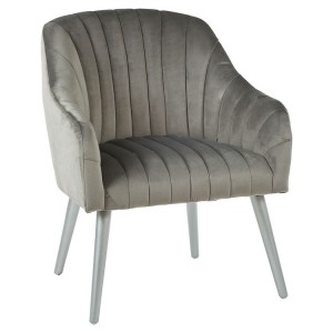 Louxor Grey Fabric Armchair with Silver Finish Wooden Legs