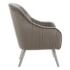 Louxor Grey Velvet Chair with Silver Finish Natural Wooden legs