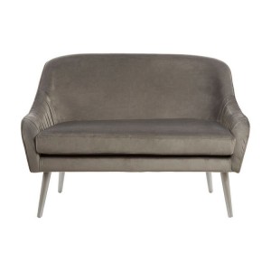 Louxor Grey Velvet Sofa with Sivler Coloured Wood Legs
