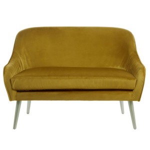Louxor Yellow Mustard Velvet and Sofa with Silver Coloured Wood Legs