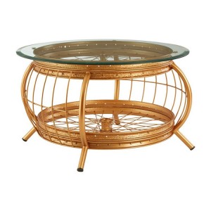 Mantis Gold Finish with Clear Glass Top Coffee Table