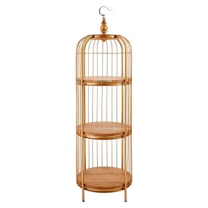Mantis Medium Gold Finish Birdcage Design Shelf Unit