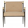 Monroe Black Metal and Grey Linen Fabric Lounge Chair
