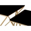Monroe Gold Finish Steel and Black Tempered Glass Side Tables
