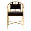 Monroe Gold Finish Steel and Black Velvet Armchair