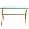 Monroe Gold Finish Steel and Clear Tempered Glass Console Table