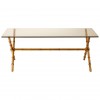 Monroe Gold Finish Steel and Tempered Glass Rectangular Coffee Table