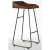 New Foundry Industrial Furniture Brown Leather Effect Bar Stool (Pair)