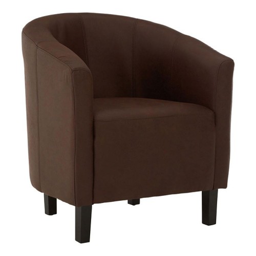 New Foundry Industrial Furniture Dark Brown Leather Effect Tub Chair