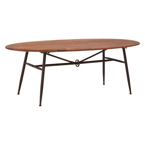 New Foundry Industrial Furniture Metal and Walnut Oval Dining Table