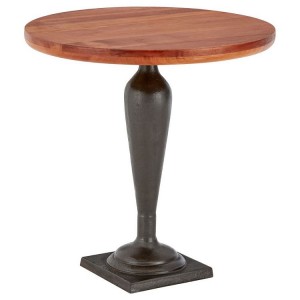 New Foundry Industrial Furniture Metal and Walnut Round Side Table