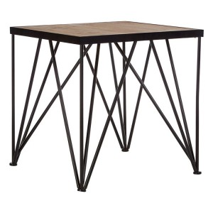 New Foundry Industrial Furniture Square Fir Wood and Metal Side Table