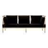 Novo Gold Metal & Black Velvet 3 Seater Sofa with Tapered Arms