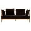 Novo Rose Gold Metal & Black Velvet 2 Seater Sofa with Latticed Arms