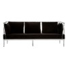 Novo Silver Metal & Black Velvet 3 Seater Sofa with Tapered Arms