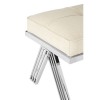 Piermount Metal Furniture Button Tufted Light Grey Fabric Stool